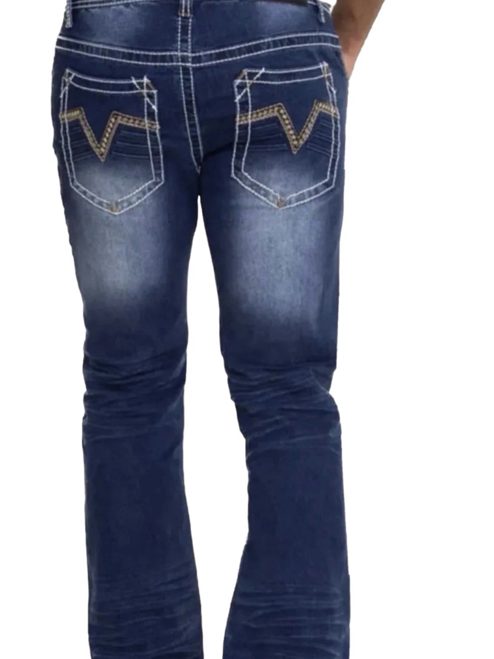 True Luck Dark Wash Bootcut Jeans with Embroidered Back Pockets 32x32